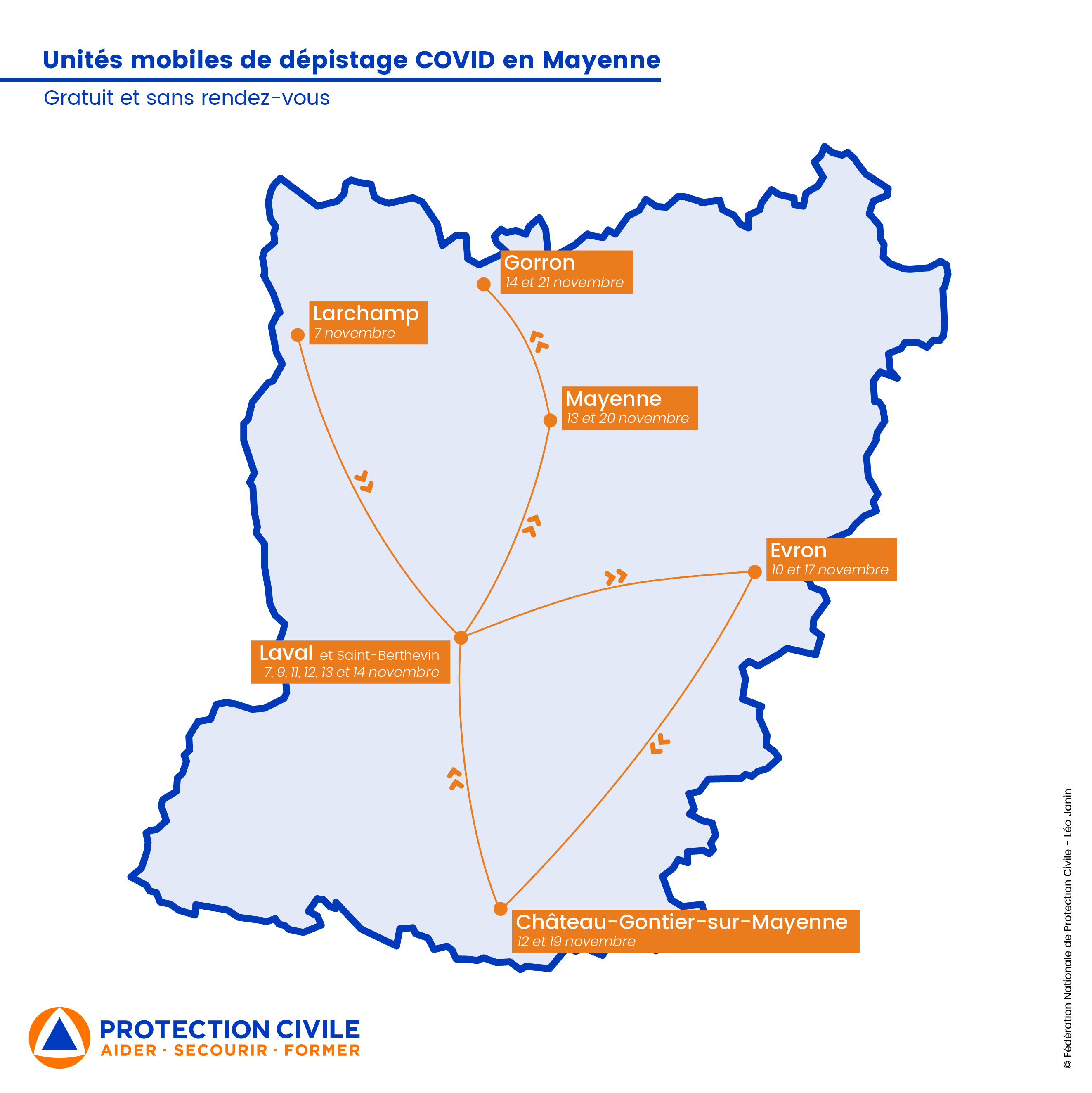 Carte des unités mobiles en Mayenne