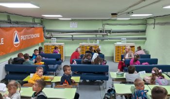 scolaire en abri Ukraine